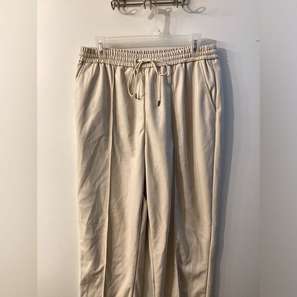 Jonathan Simkai Tay Vegan Leather Cropped Jogger In Ecru - Picture 6 of 16